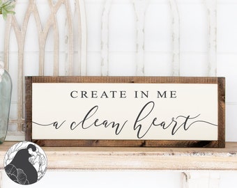 Create in Me a Clean Heart svg, Christian Cut File, Bible Verse svg, Wood Sign SVG, DXF, Cutting Files, Farmhouse Decor, Cricut, Silhouette