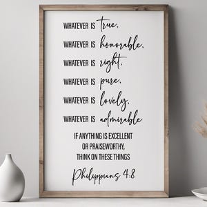 Whatever Is True SVG, Philippians 4:8 SVG, Christian Sign Design, Bible Quote, Religious Wall Art, Digital Download for Cricut or Silhouette