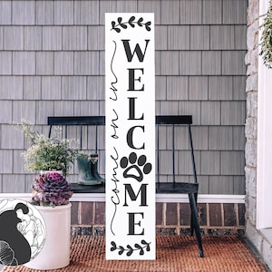 Dog Paw SVG, Welcome Come On In SVG, veranda teken SVG, veranda Board Svg, verticaal teken Svg, boerderij Svg, Cricut-bestanden, silhouet ontwerpen