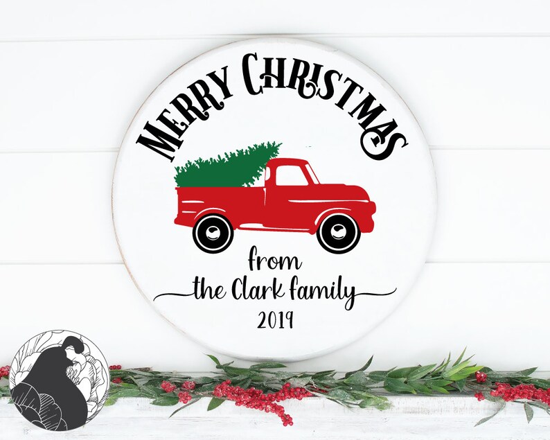 Christmas Family Name Sign SVG Last Name Svg Round Christmas - Etsy