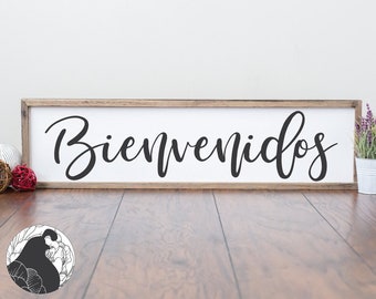 Bienvenidos SVG, Español svg, Archivo de corte de bienvenida, Signo de porche svg, Signo de bienvenida svg, Signos de entrada svg, , Cricut, Silueta, DXF