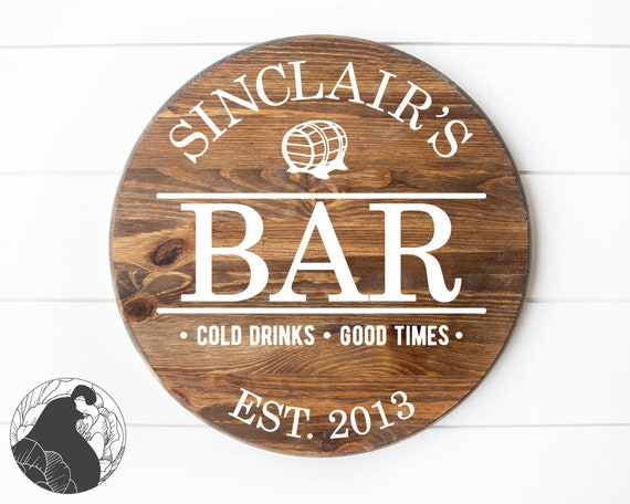 Download Bar Svg Family Name Cut File Round Bar Sign Svg Established Etsy