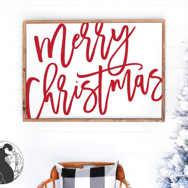 Merry Christmas Cut File for Oversized Wall Art, Christmas Sign SVG, Farmhouse Digital Download, Christmas Svg for Cricut Silhouette