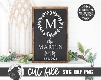 Family Name Wreath SVG: Initial Established Cut File (Digital Download)