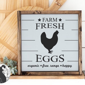 Oeufs frais ferme SVG pour signe de la ferme, poulet couper fichier, décoration murale de cuisine, svg bio, ferme svg, svg pays, Silhouette Cricut