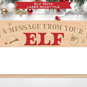 Een bericht van je elf lasergesneden bestand, elfennoot SVG, elfenrekwisiet, kerstdecor, kerstcadeau, Glowforge-bestand, digitaal ontwerp