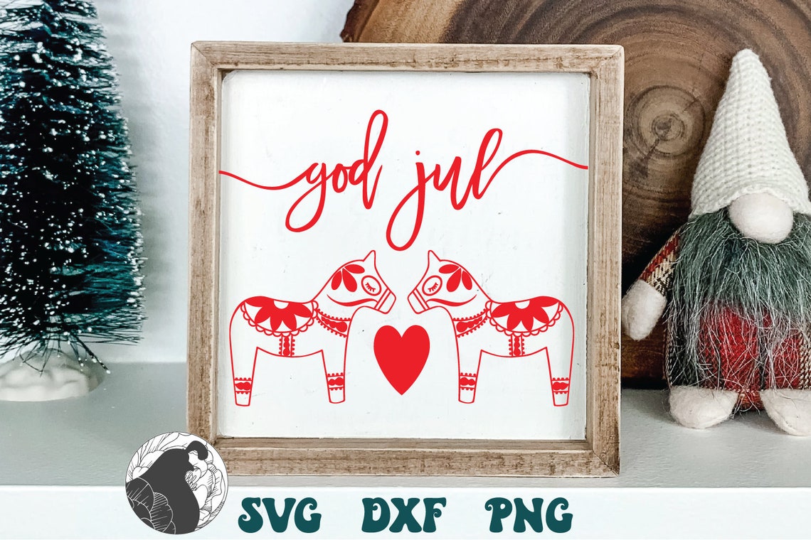 God Jul SVG, Dala Horse SVG, Swedish SVG, Christmas Sign Svg ...