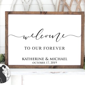 Willkommen zu unserer Forever-Kette, Hochzeitsschild, Willkommen zu unserer Hochzeit, Kalligraphie, rustikale Hochzeitsdeko, Holzhochzeitsschild, dxf