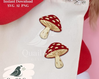 Mushroom Magnet Laser Cut File: SVG, Glowforge Ready (Digital Download)