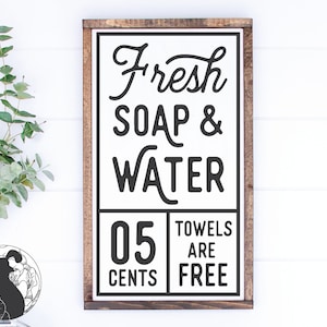 Fresh Soap and Water SVG, Bathroom Sign svg, Bathroom Cut File, Vintage Wall Art, Farmhouse Sign svg, Cricut Design, Silhouette Files