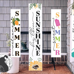 Summer Porch Sign SVG Bundle, Welcome SVG, Hello Summer, Hey There Sunshine, Beach, Sunflowers, Flip Flops, Lemons, Popsicles, SVG Cut Files