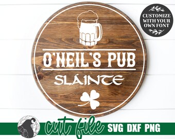Irish Pub SVG, Round Pub Sign Svg, Slainte SVG, St. Patrick's Day SVG, Irish Toast Svg, Bar Sign Svg, Cricut-bestanden, silhouet ontwerpen