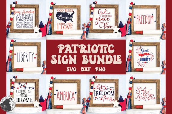 4th of July SVG Bundle, Patriotic Sign SVG, USA Cut Files, Farmhouse Decor, Independence Day Svg Bundle, Porch Sign Designs, Summer Svg