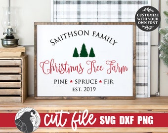 Christmas Tree Farm SVG, Cut File for Christmas Sign, Family Name svg, Christmas Digital Download for Cricut Silhouette