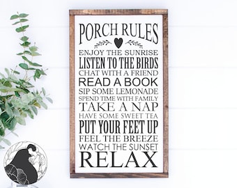 Porch Rules Sign SVG: Farmhouse Patio Clipart (Digital Download)