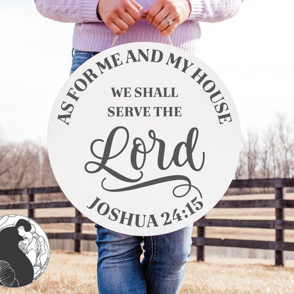 As for Me and My House SVG, Christian Quote, Bible Verse, Front Door SVG, Farmhouse SVG, Round Sign Design, Cricut File, Silhouette Design