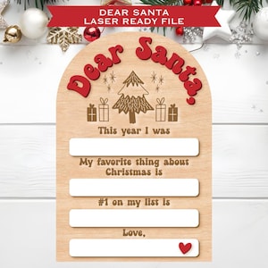Lasergesneden bestand lieve kerstman, bericht voor kerstman SVG, kerstdecor, kerstcadeau, Glowforge-bestand, digitaal ontwerp