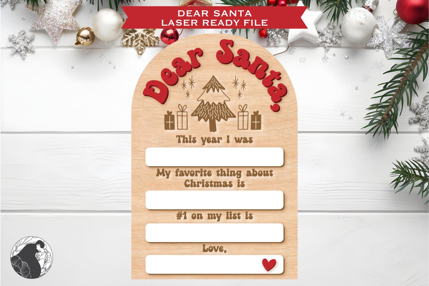 Cher père Noël, fichier découpé au laser babillard de Noël SVG