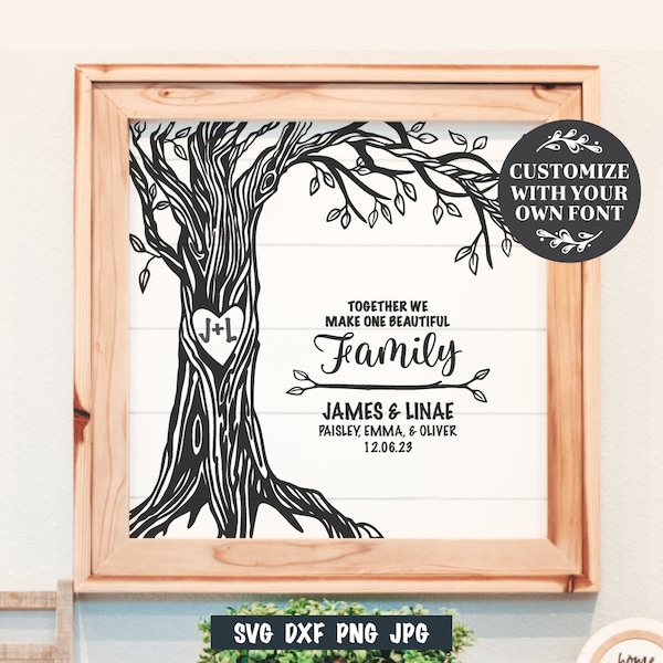 Together We Make One Beautiful Family SVG, Blended Family SVG, Step-Family SVG, Second Marriage, Adoption Quote, Hand Drawn Family Tree