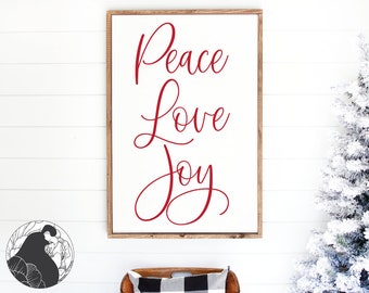 Peace Love Joy SVG, Christmas Sign svg, Holiday Wall Art, Joy Cut File, Peace svg, Digital Download, Cricut Design, Silhouette Files