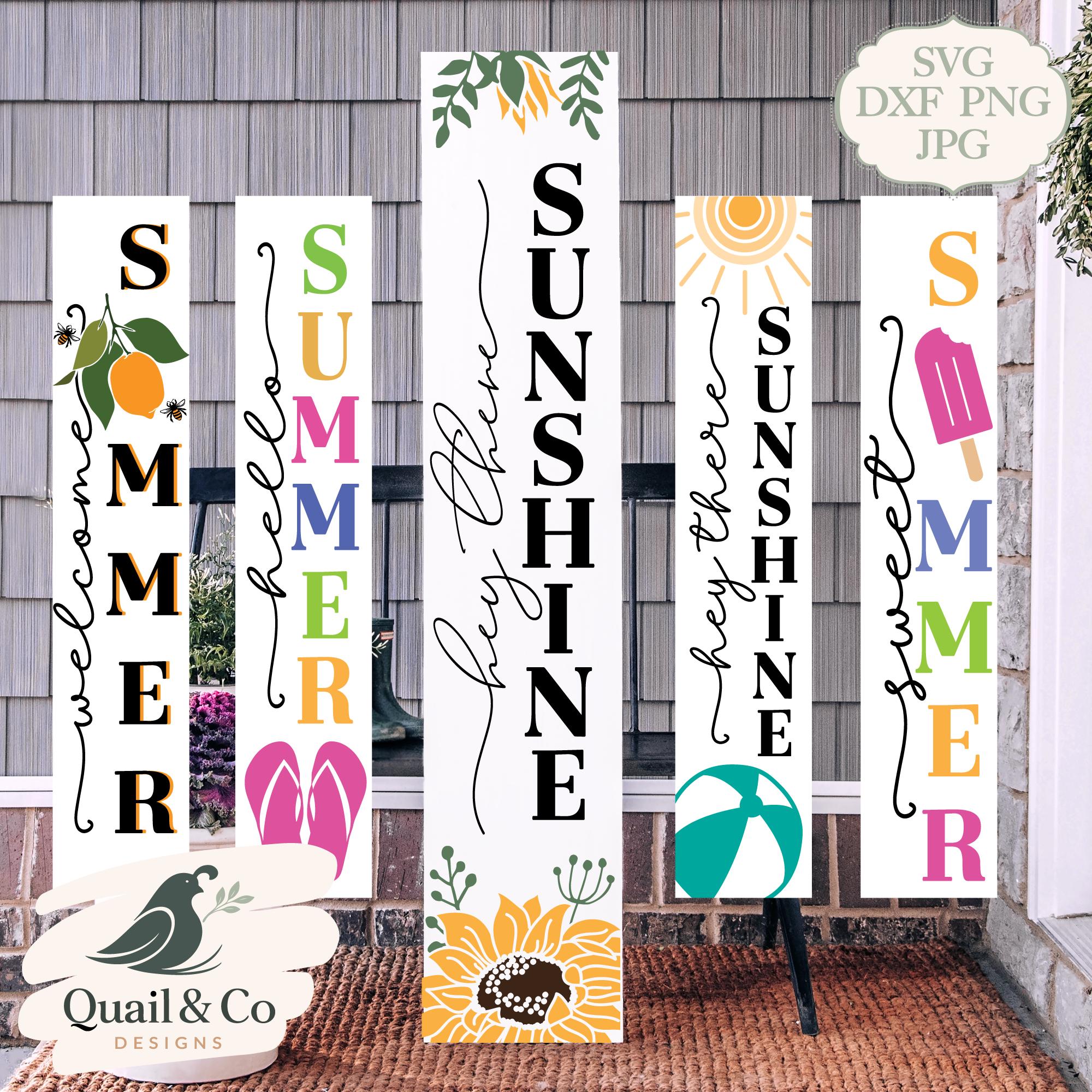 Summer Porch Sign SVG Bundle, Hello Summer SVG, Sunshine Porch