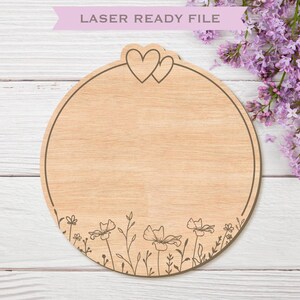 Harten en bloemen lasergesneden bestand SVG, laserklaar bestand voor bruiloften, geboorteaankondigingen, onderzetters, verlovingen, Glowforge-bestanden