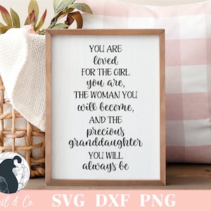 Vous êtes aimé SVG, petite-fille SVG, cadeau petite-fille, conception de panneau en bois, ferme signe SVG, fichiers Cricut, Silhouette Svg, signe imprimable