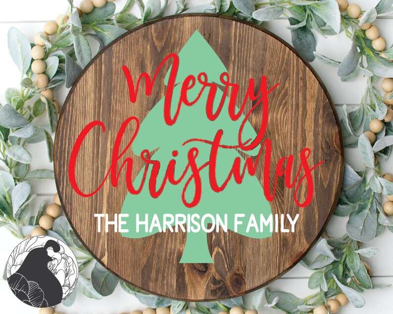 Christmas Family Name Sign SVG Last Name Svg Round Christmas | Etsy