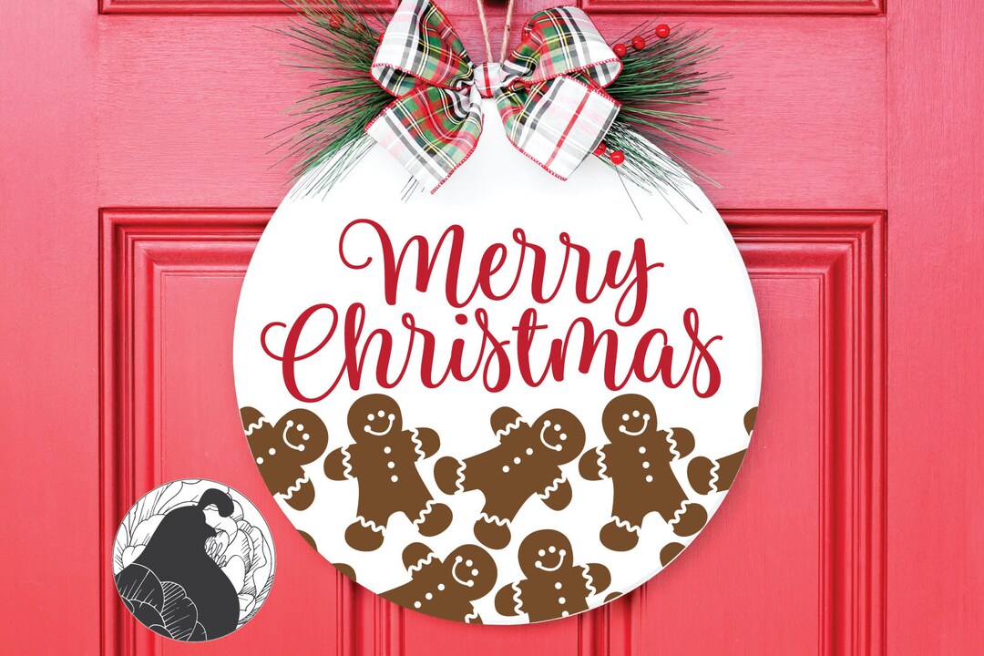 Gingerbread Door Hanger SVG: Round Christmas Sign Design (cut File) - Etsy