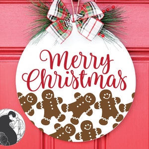 Gingerbread Door Hanger SVG: Round Christmas Sign Design (Cut File)