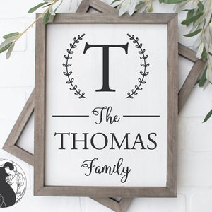 Family Name SVG, Laurel Wreath Cut File, Monogram Frame svg, Last Name Sign svg, Farmhouse Wall Art, Cricut Designs, Silhouette File