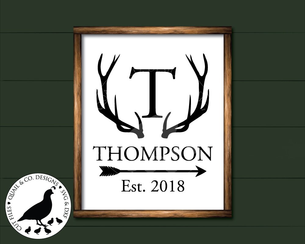 Download Antler Family Name Sign svg Antler Frame svg Antler Monogram | Etsy