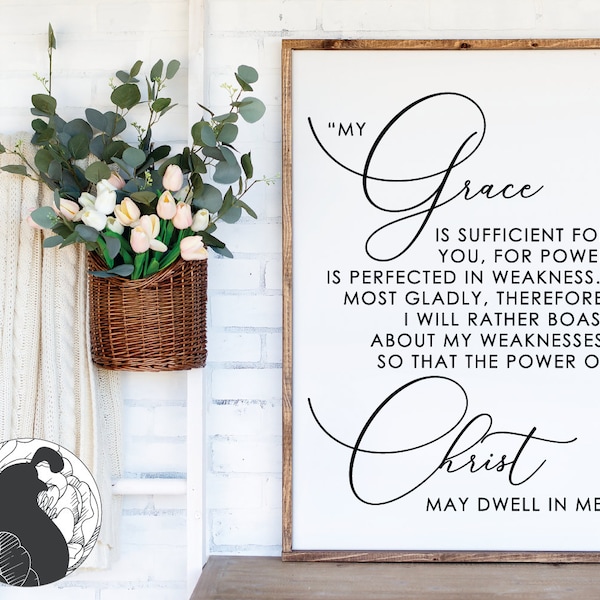 My Grace Is Sufficient for You SVG, Christian Cut File, Farmhouse Sign SVG, Bible Quote, Scripture SVG, Cricut Files, Silhouette Designs