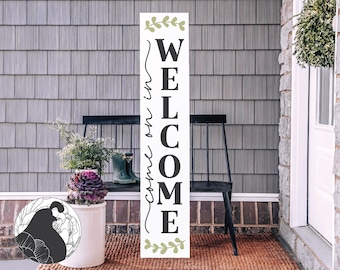 Welcome Porch Sign SVG: Vertical Farmhouse Design (Digital Download)