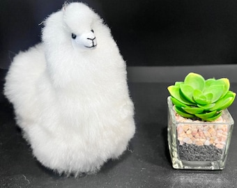 Peruvian Handmade 100% Baby Alpaca Fur Plush Very Soft and Cute Alpaca Toy Stuffed Animal 6" White (1)