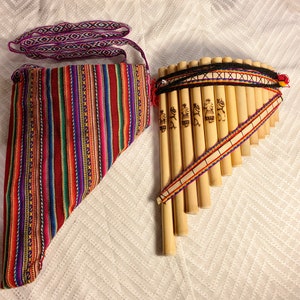 Amazing Handmade Peruvian Curve Chill Pan Flute 13 Pipes Native + Case