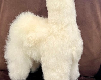 Big Large Peruvian Handmade 100% Baby Alpaca Fur Plush Very Soft and Cute Alpaca Toy Stuffed Animal 18” White