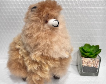 Peruvian Handmade 100% Baby Alpaca Fur Plush Very Soft and Cute Alpaca Toy Stuffed Animal 8” Beige (4)