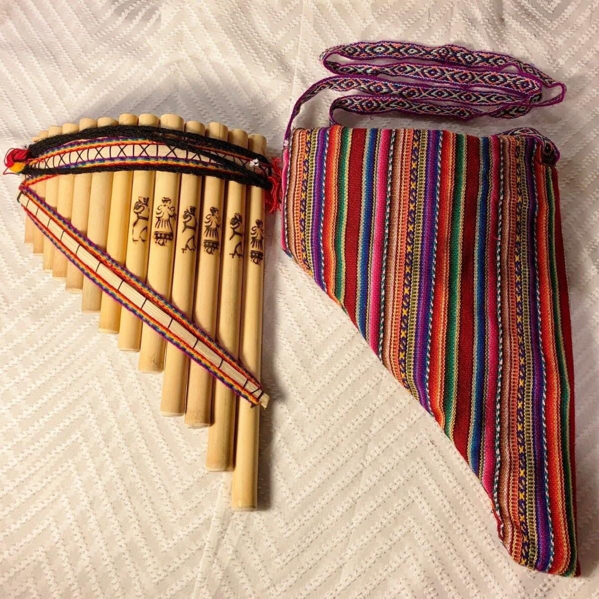 Bamboo Pan Flute Handmade Peruvian– 13 Pipe Curved (Left-Handed) | Native Artisan Instrument with Case | Boho Decor & Unique Gift