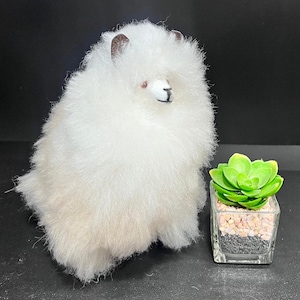 Peruvian Handmade 100% Baby Alpaca Plush | 8&quot; Soft Beige Alpaca | Boho Decor Stuffed Animal