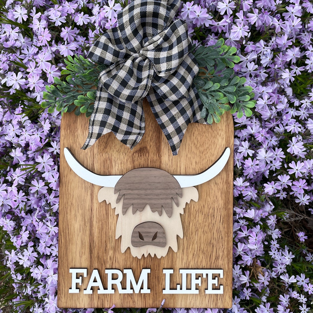 Highland Cow Wall Hanging, Farm Life Sign, Modern Farmhouse Decor Etsy