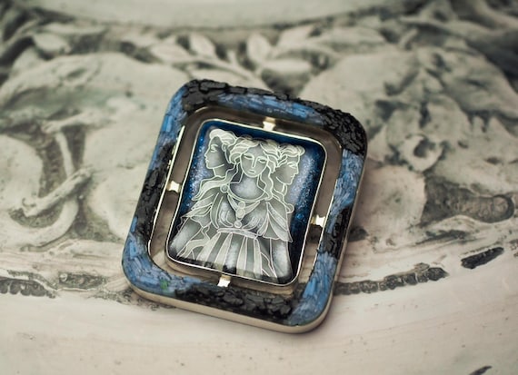 Handmade Silver Hecate Pendant – Cloisonné Enamel & Micro Mosaic, OOAK Jewelry, Statement Pendant