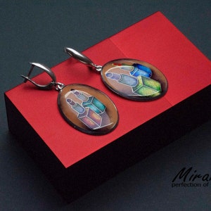 Lipstick Earrings, Contemporary Jewelry, Cloisonne Enamel Earrings, Fashion Jewelry