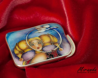 Woman and The Swan, Georgian Cloisonne Enamel Brooch/Pendant, One of A Kind Jewelry, Wearable Art