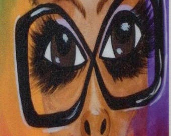 Melanin Girl with Glasses Bookmark/ Hand painted Bookmark/Laminated Bookmark/ Black Girl Bookmark / Geek Bookmark