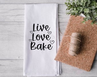 Kitchen Towel/Tea Towel "Live Love Bake"