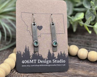 Oxidized Fine Silver Earrings with Lab Created Paraiba Tourmaline