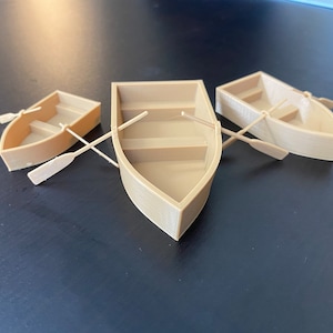 Wooden Row Boat With Oars