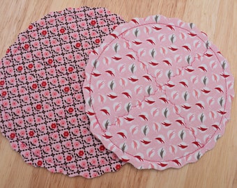 Farmhouse Floral Fabric Mat Set of 2 | Candle Mat | Candle Trivet