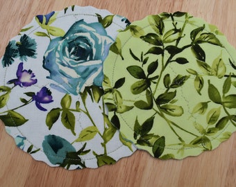 Farmhouse Floral Fabric Mat Set of 2 | Candle Mat | Candle Trivet